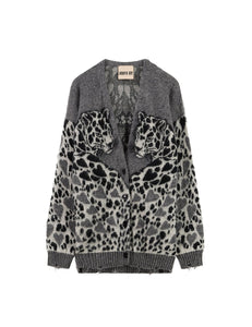 Cardigan Leopard Grey
