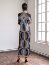 Cargar imagen en el visor de la galería, Vestido de Jacquard con Lúrex Azul