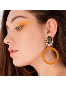 Pendientes de cristal y cordón
